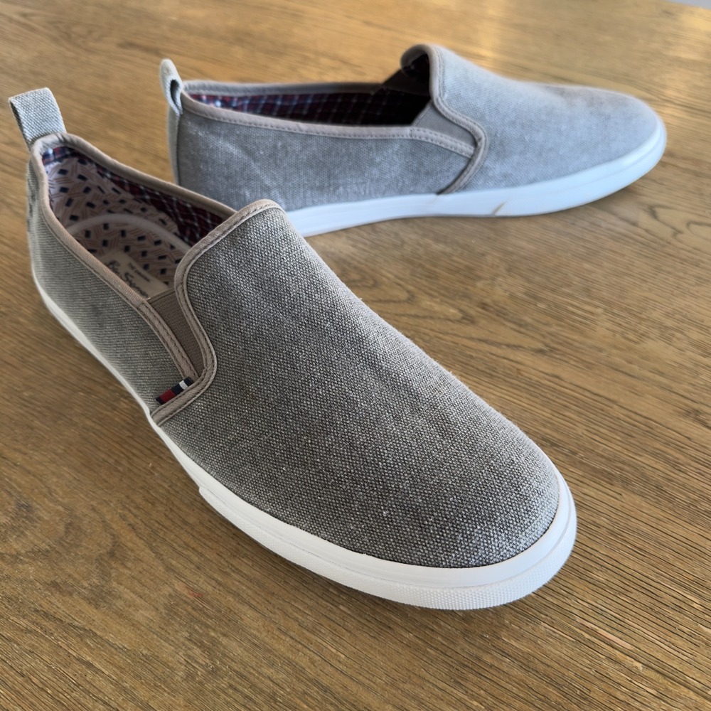 Ben Sherman Men's Slip-On Gray Canvas Fabric Loafers-Size US 13